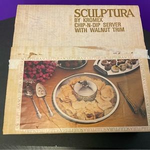 Vintage kromex chip and dip wood and chrome with box